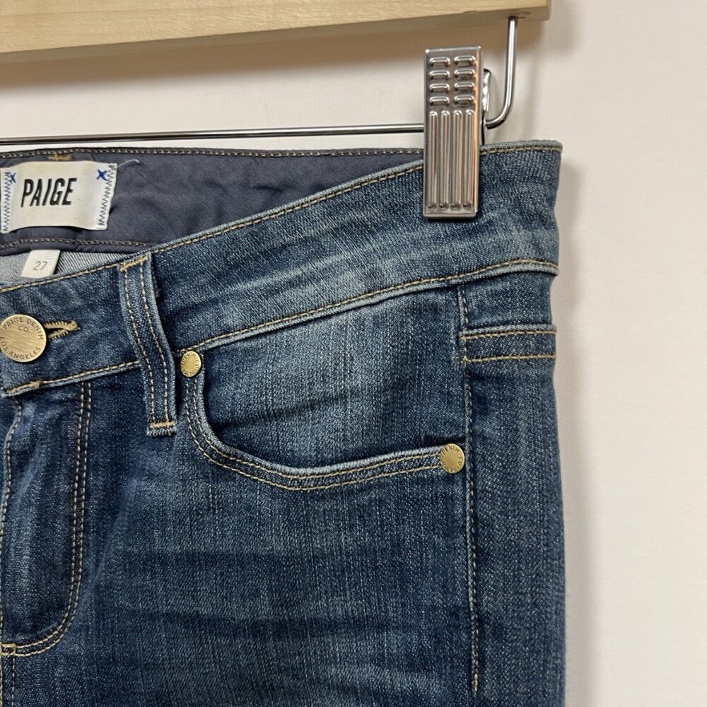 Paige Riley Crop Flare Size 27 Dark Blue Jeans - Picture 5 of 6